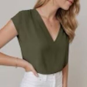 J. Crew Olive Green V-Neck Blouse